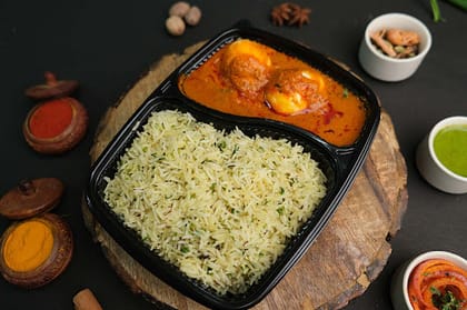 Egg Curry With Plain Rice