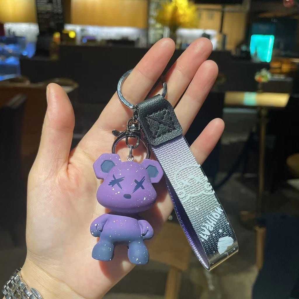 Dual Shaded XX Bear Keychain - Purple - Single Piece