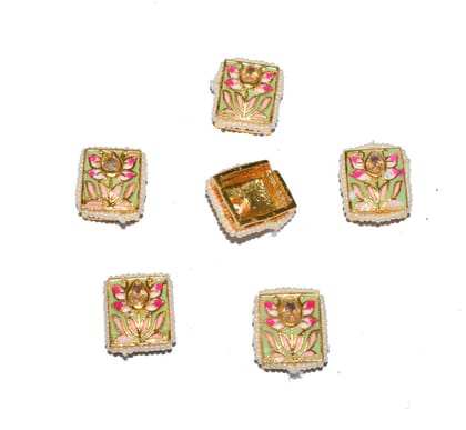 Meenakari Kundan Stone Components,Connector, Charms for Jewellery Making. (16X14 MM) , RCT-022-Per Packet of 6 Pcs / 16X14 MM