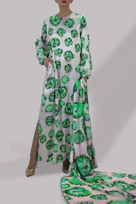 Muse Luxe Edit '24 - JADEITE AND GREEN DIGITAL PRINT EMBELLISHED SATIN SILK SET-8