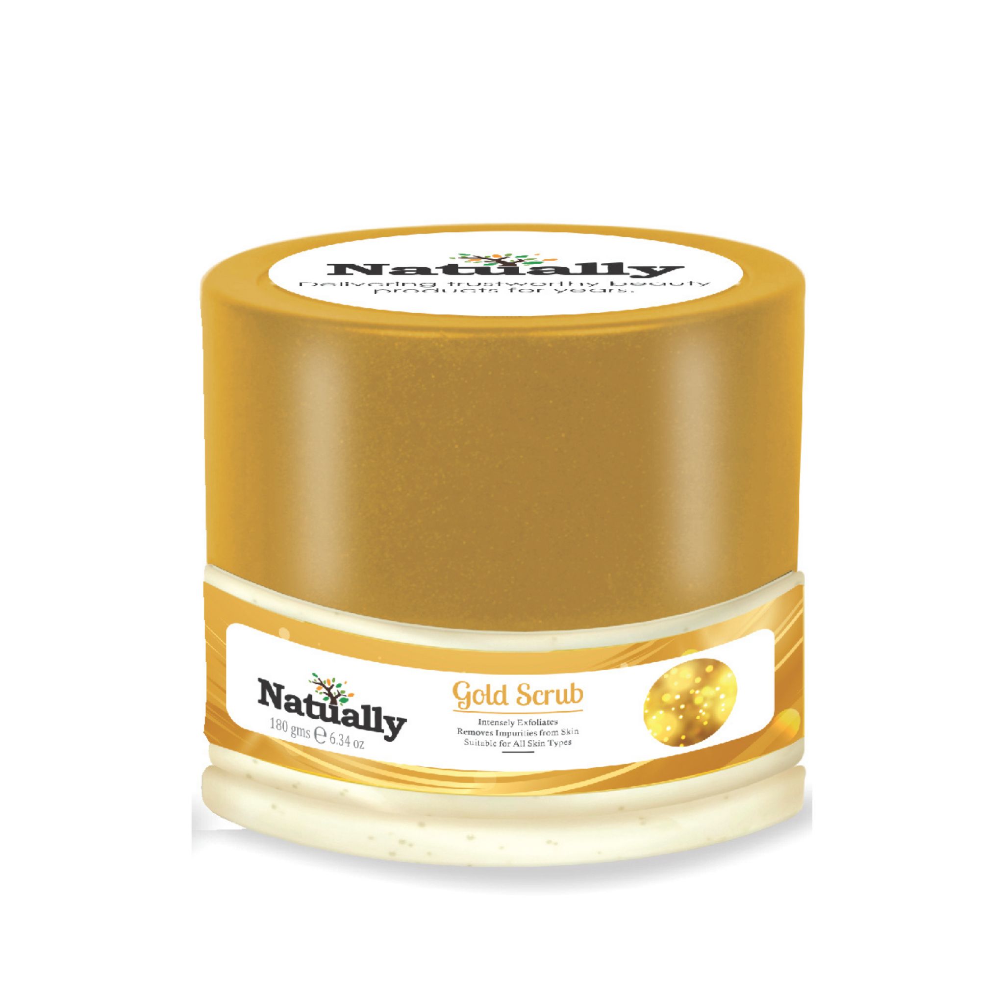 Natually Gold Scrub | Intensely Exfoliates Removes Impurities From Skin| 180g