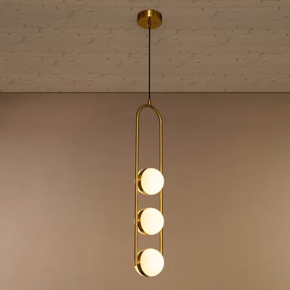 Trinity Sphere Elegance Pendant Light For Living Home-Metal & Glass / G9 & No. Of Bulb - 3 / Height - 27 Inches ( Adjustable )