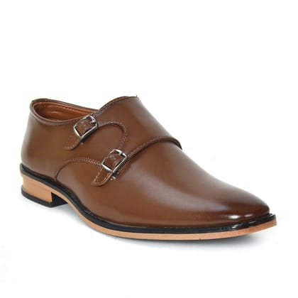 Kolapuri Centre Men's Tan Monk Strap Shoes-9