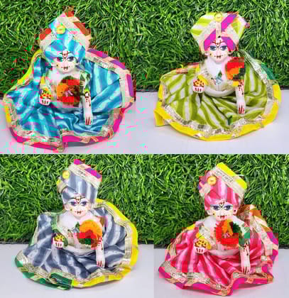 Laddu Gopal Gujarati Dress Pack of 4 [random print and color]-0no.