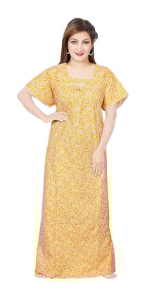 STYLACLUE Women's Pure Cotton Square Neck Printed Square Neck Nighty for Women