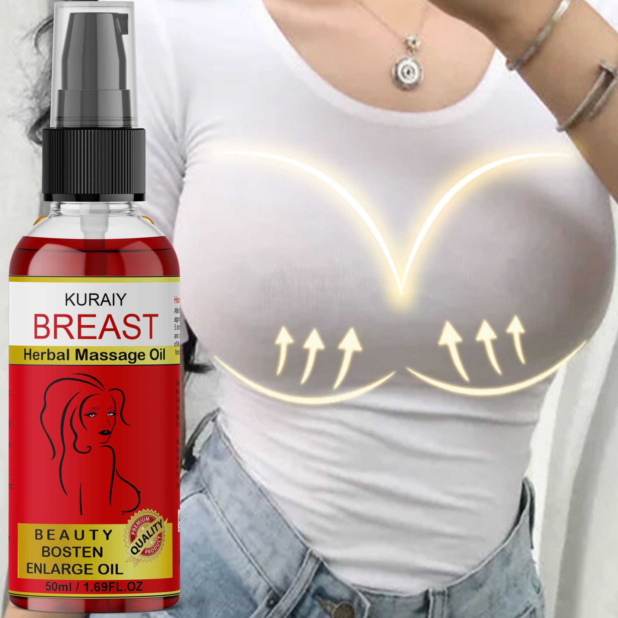 KURAIY Big  Breast Oil for breast uplift, breast enlargement, breast growth & used as breast oils & breast tightening oil.-Free Size