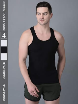 Men's Pack of 4 Solid Combed Cotton Vest