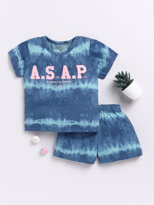 Blue Tie and Dye Half Sleeve Co-ord Set-6-9 m