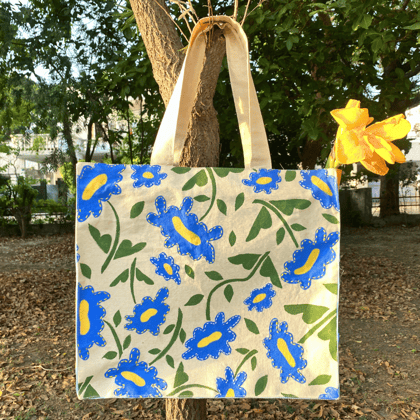 The Blue floral box tote bag-Only design