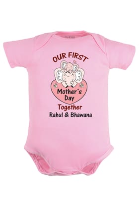 Our First Mother's Day Together Baby Romper | Onesies w/ Custom Name-Pink / Baby Romper / 0-3 Months