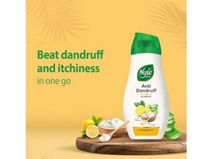Nyle Naturals Anti Dandruff Shampoo, With Lemon And Curd, Gentle and soft shampoo, PH balanced and Paraben free, For Men and Women,90ml