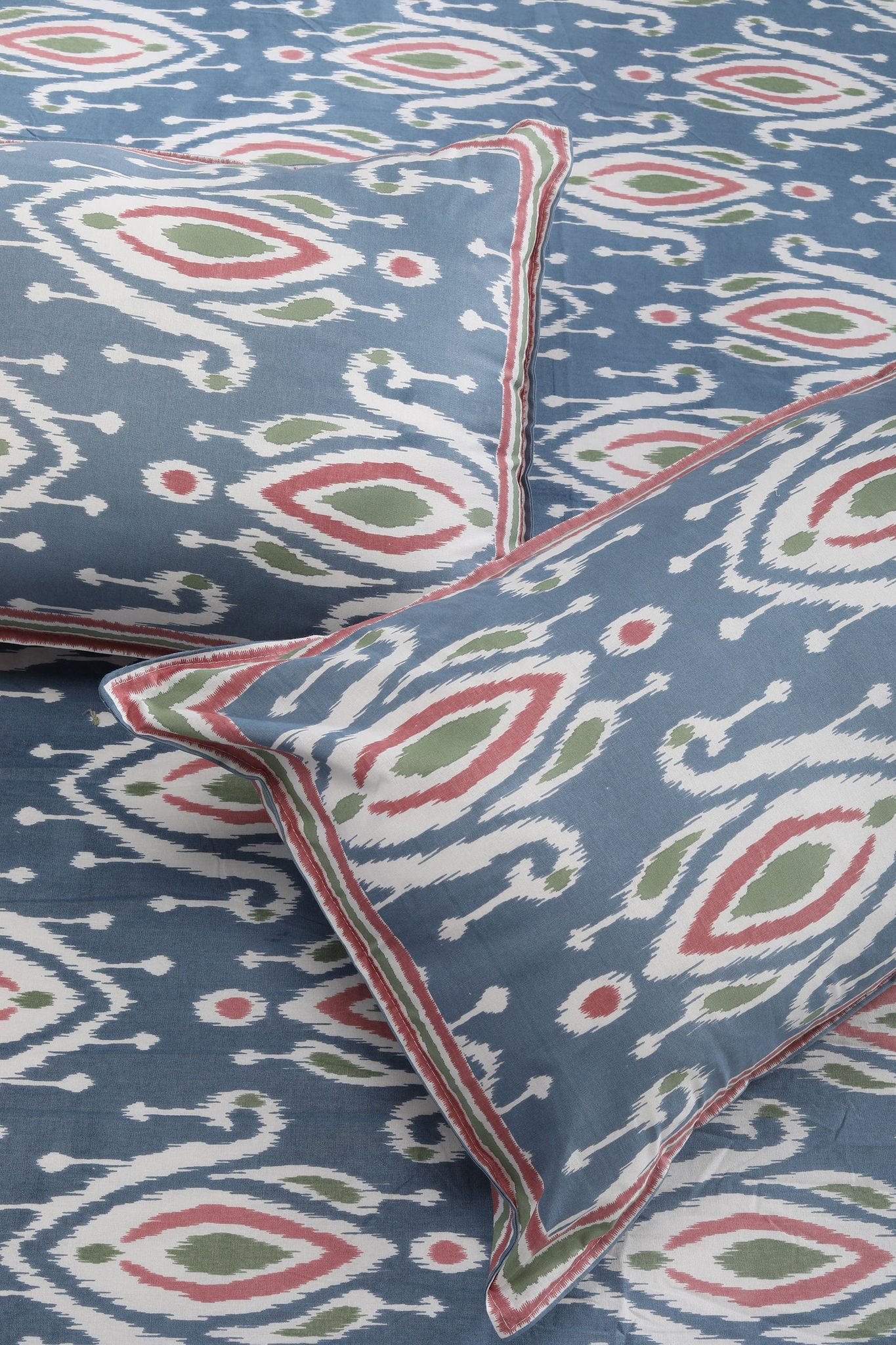 Ikkat Paan Cotton Bedsheet-Double - 100 X 108 in / Blue Turquoise / Turquoise