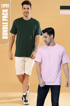 2Pcs Combo Plain Regular Unisex T-shirt-S