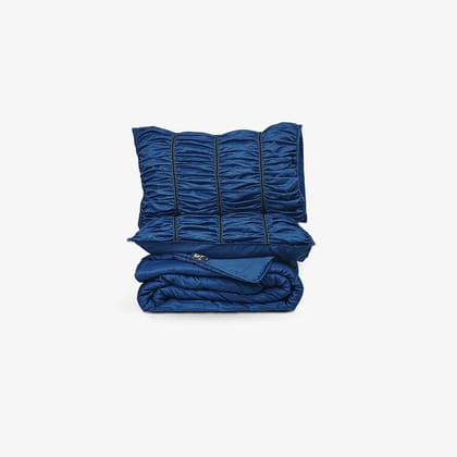 Zarf Italian Staple Weave Bedding Set Of 8 For Single Size Bed - Indigo