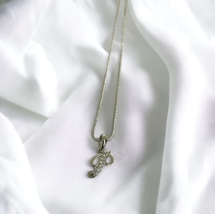 Alphabet P Rhodium Locket with Chain (18")-White / Rhodium / 18"