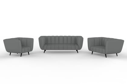 Wakeup India Sofa | Mushy Premium Fabric Sofa Set | 6 Seater Sofa | Pocket Spring Cushion | Padded Cushioned Armrest | Polished Wooden Leg ( Grey, Seating-3+2+1 ) | 1 Year warranty