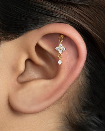 Floral Drop - Helix Hanging - 14K Gold Plated-Screw attachment