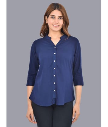 FABISHO Blue Rayon Women's Shirt Style Top ( Pack of 1 ) - None