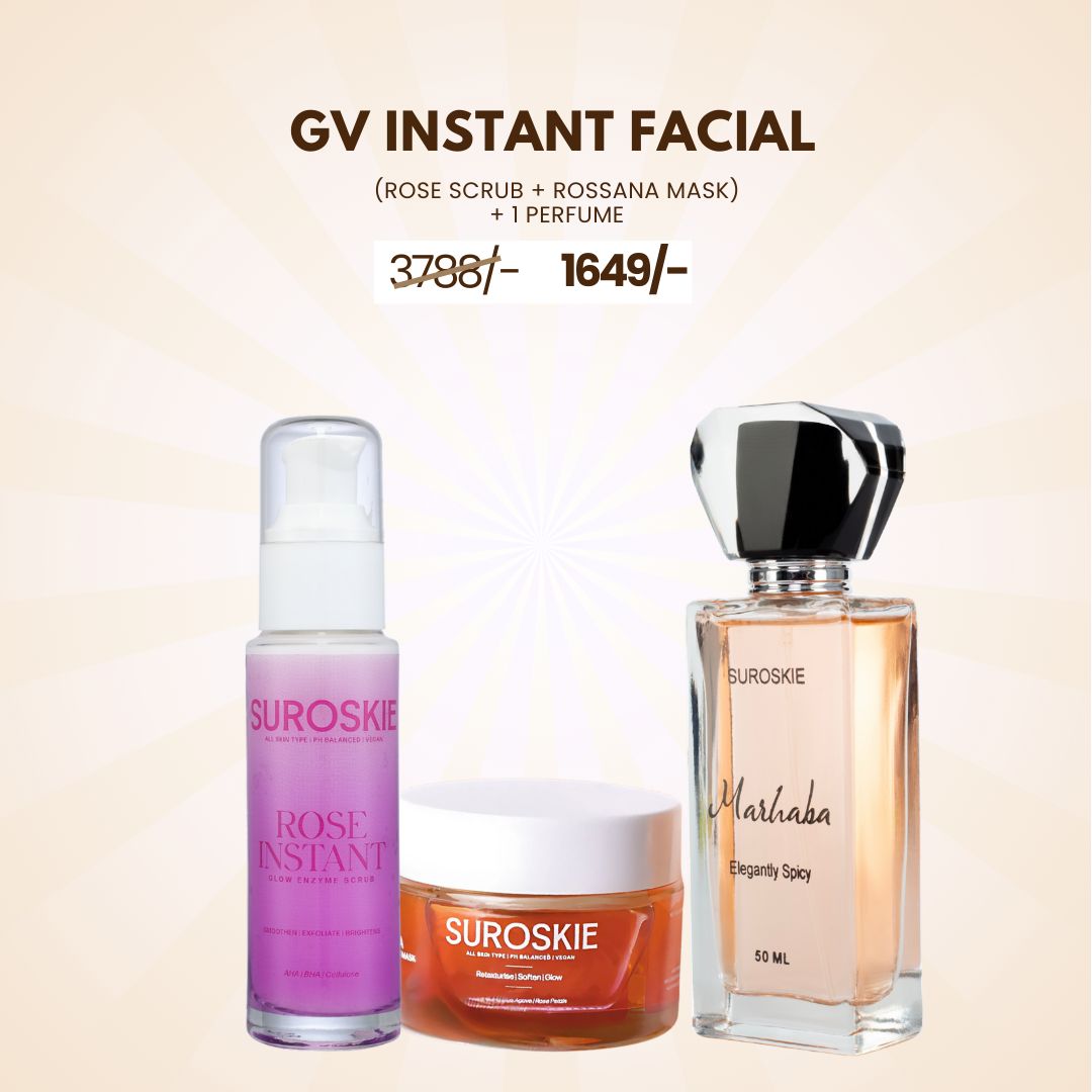 GV INSTANT FACIAL (ROSE SCRUB + ROSSANA MASK ) + 1 PERFUME-Habibi