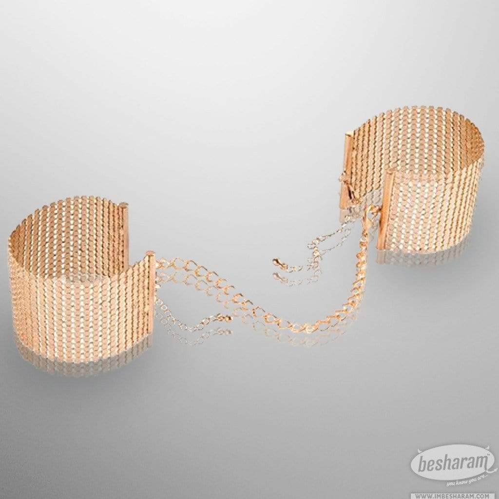 Bijoux Indiscrets Desir Metallique Metallic Mesh Handcuffs-Gold