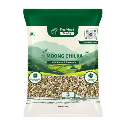FarMart Pantry Moong Chilka Dal (500g) | High-Protein & Fiber-Rich | Unpolished & Wholesome for Khichdi, Dal & Healthy Cooking