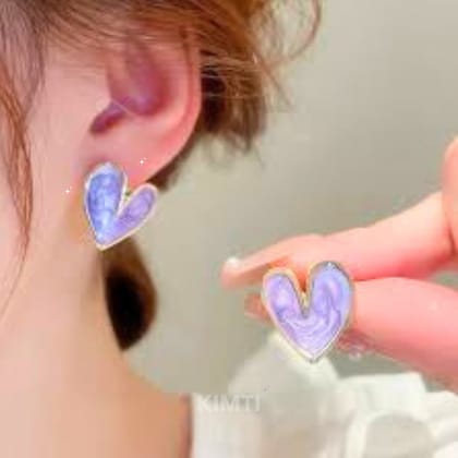 Purple Heart Shape Stud Earring