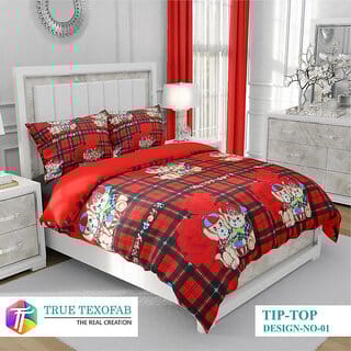 BLACK BEE  Puppy print 
double bedsheet with 2 Pillow Covers (208 X 213 cm)(BS32-02)