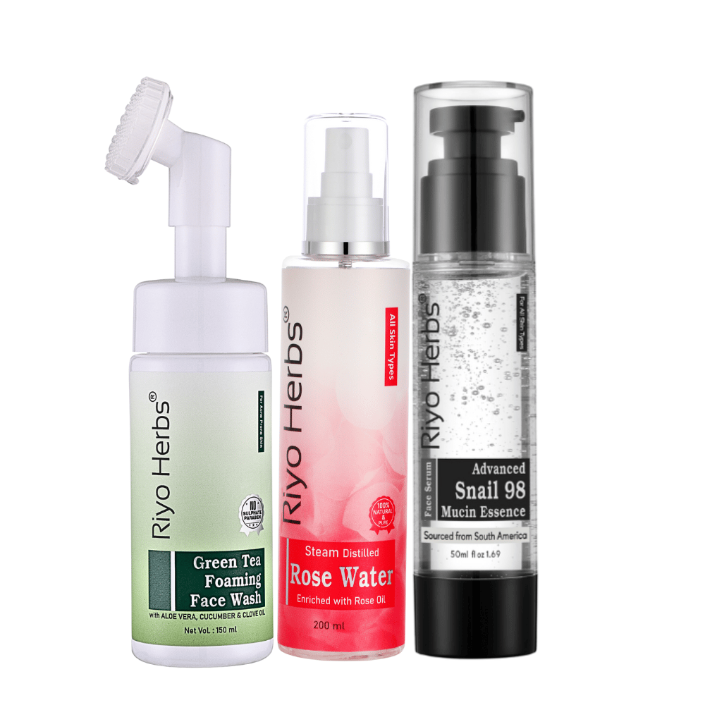 Green Tea Foaming Facewash, Rose water & Snail Mucin Combo