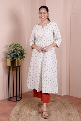 Dobby South Cotton Women Long Kurta Long Sleeves WLKLS251C124-S