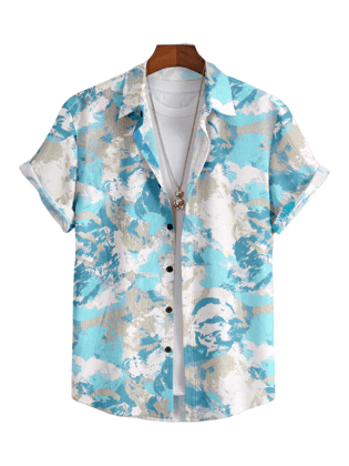 "Azure Symphony: Blue Miletret Pattern Shirt by Glamastitch"-S