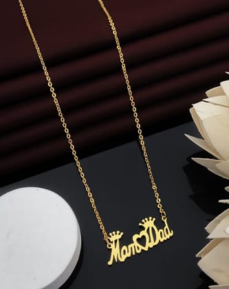 Gold-Plated 'Mom ❤️ Dad' Name Pendant Necklace