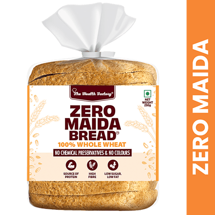 The Health Factory Zero Maida Bread - Simply Whole Wheat, 250 g