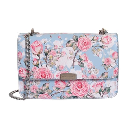 Valley Rose Structured Sling Bag-22X7X14cm / Blue