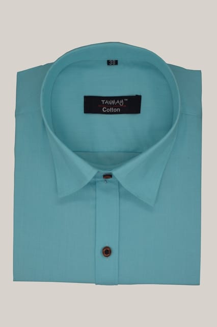 Cotton Tanmay Satin Sky Blue Color Full Sleeves Formal Shirt for Men's-M (38 Inch) (97 CM)