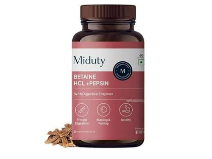 Miduty Betaine HCL +Pepsin,  60 capsules