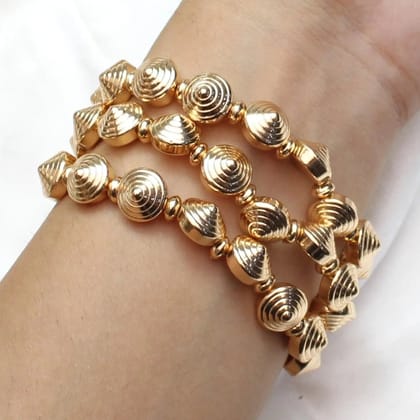 TFC Twister Beads Gold Plated Stacked Bracelet (Set of 3)