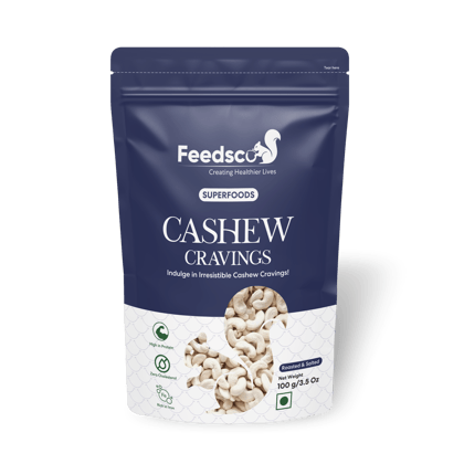Feedsco Cashew Cravings Roasted and Salted Cashews | Freshly Oven Roasted | Premium Kaju nuts | Nutritious, Crunchy & Delicious | Gluten Free | Plant-Based Protein
