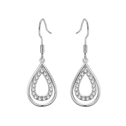 Micro Hollow Water Drop Earrings for Women and Girls Copper Drops & Danglers-Silver
