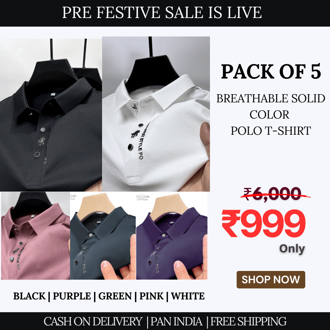 Breathable Solid Color Polo Shirt ( PACK OF 5 )-xs