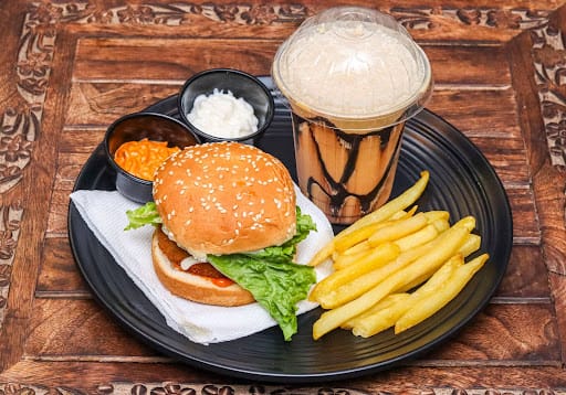 1 Aloo Tikki Burger + Small Fries + Cold Cofee