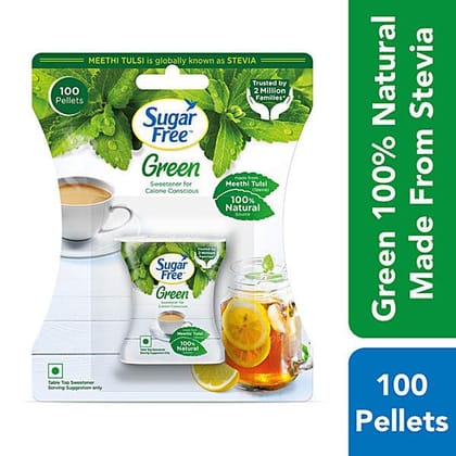 Sugar Free Green Sweetener - With Natural Stevia, Zero Calories, 100 pcs Pellets