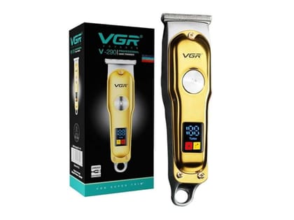 VGR V-290 Professional Hair Clipper with LED Display Trimmer 120 min Runtime 4 Length Settings (Gold)