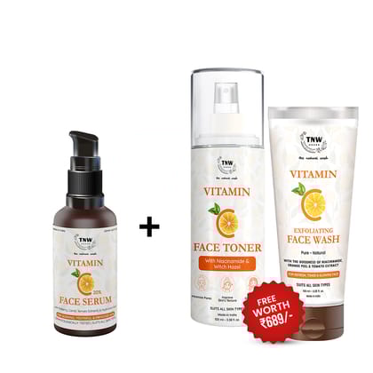 PAY FOR VITAMIN C SERUM, GET VITAMIN C EXFOLIATING FACE WASH + VITAMIN C TONER FREE