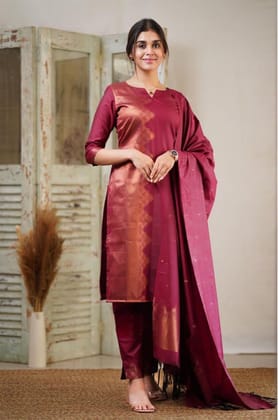 Banarasi Silk With Copper Pure Zari Kurta Set | Vootbuy-S - 36
