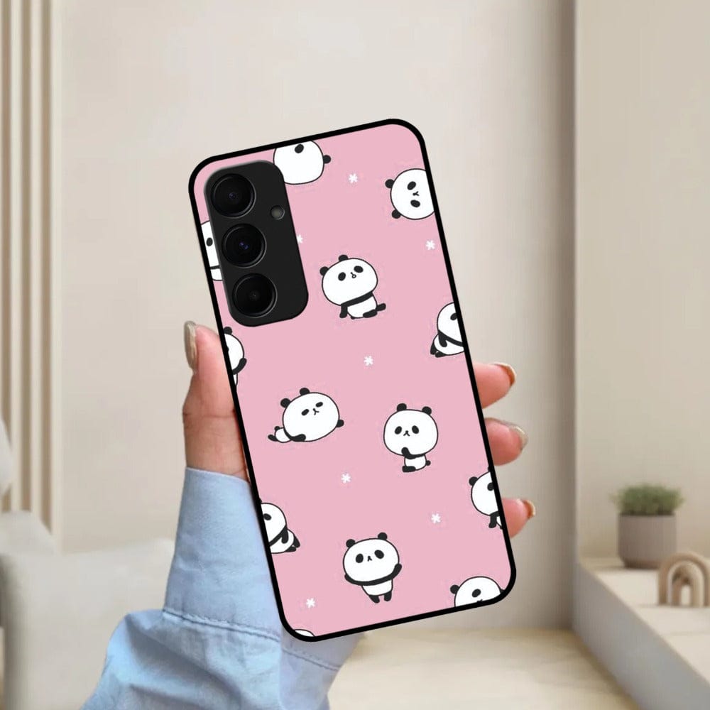 Cute Panda Glossy Metal Case Cover For Samsung-Samsung Galaxy A35 5G