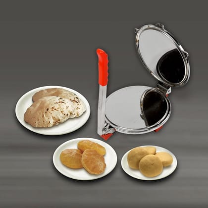 Stainless Steel Puri Press Maker - Roti Chapati Press Machine for Home - Papad-Khakhra-Puri Maker with Handle, Manual Puri Maker (Medium)
