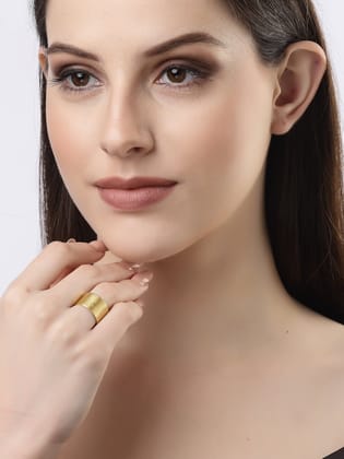 NVR Women Gold-plated Solid Adjustable Finger Ring-onesize / Gold / Stainless Steel