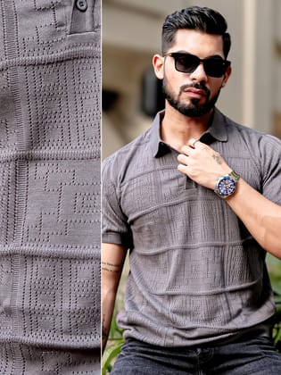 Pointel FlatKnit Cotton Dark Grey T-Shirt-S / Dark Grey