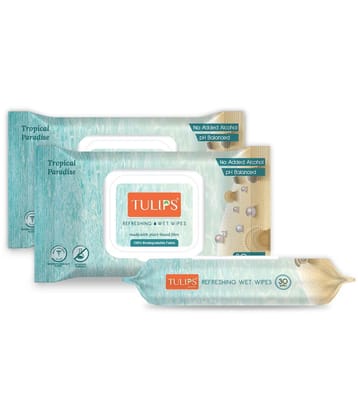 Tulips Biodegradable Wet Wipes Topical Paradise LID Pack (Pack of 3) Makeup Remover Wipes 487 g