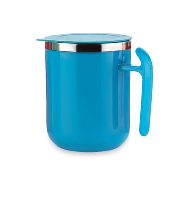 Dimazo Coffee Mug |Round Shape With Handle & Lid |Unbreakable |Use For Coffee, Tea, Milk-Blue